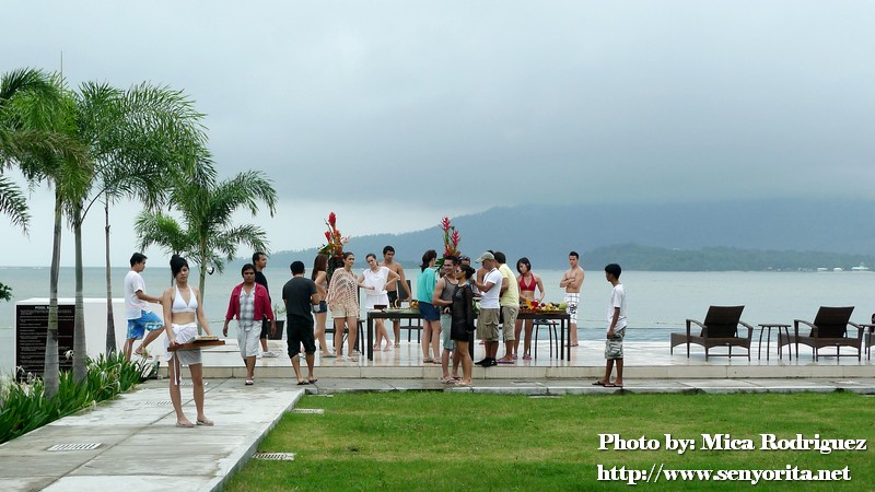 The staff, cast and crew busy with the Pool Party set-up