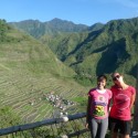 Wearing the 'No Boyfriend, No Problem' Pink shirt in Batad Village