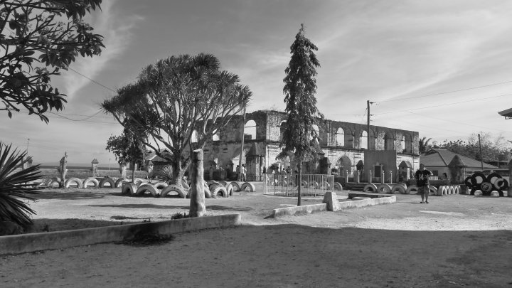 The Unfinished Cuartel of Oslob, Cebu - Black and White