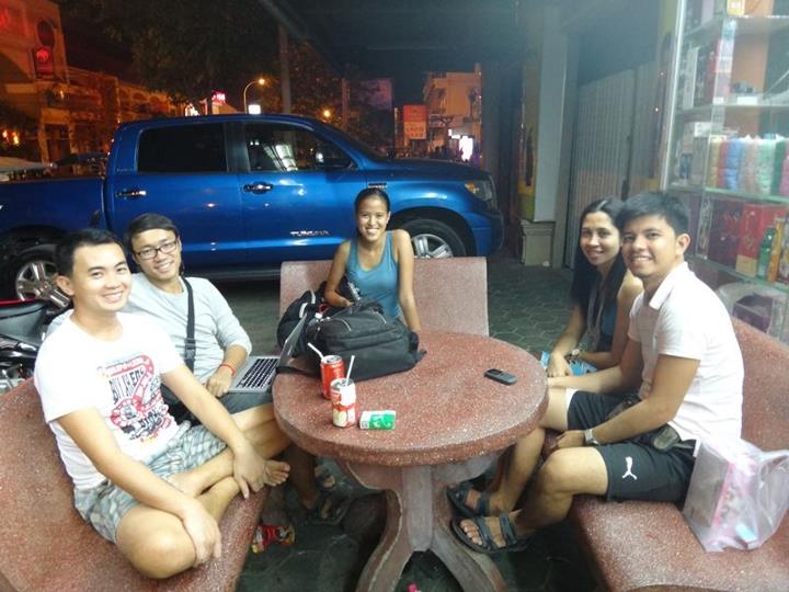 Midnight meet-up with friends in Siem Reap, Cambodia (February 2012)