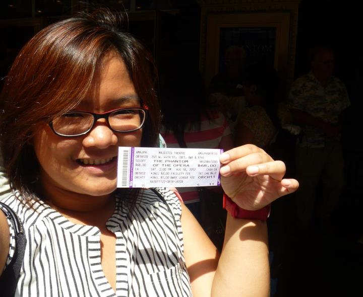 Maire's first Broadway experience - Andrew Lloyd Webber's The Phantom of the Opera (Times Square, New York)
