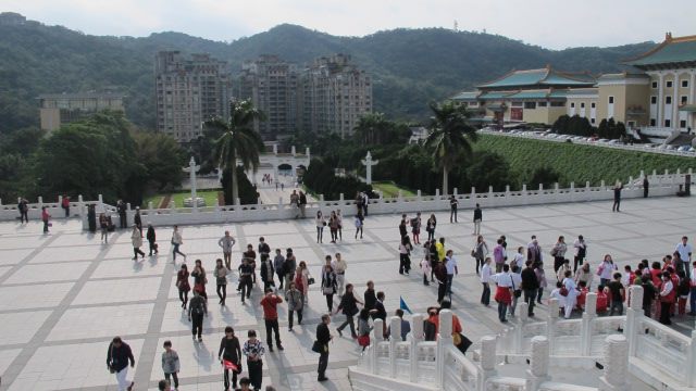 Tourists outside the National Palace Museum - Taipei, Taiwan