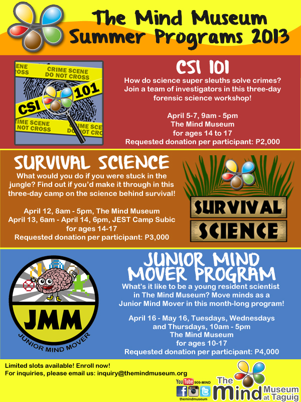 The Mind Museum Summer Programs 2013 The Mind Museum Summer Programs 2013