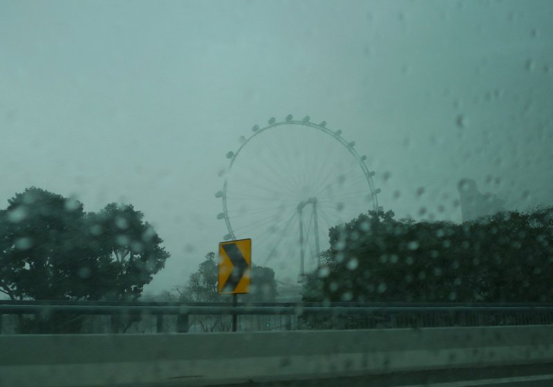 Singapore Flyer on a rainy day