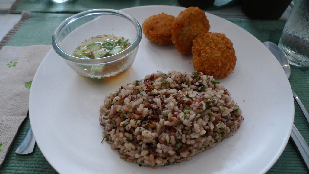 Thai Fish Cake with Cilantro Rice from Sea Green Cafe