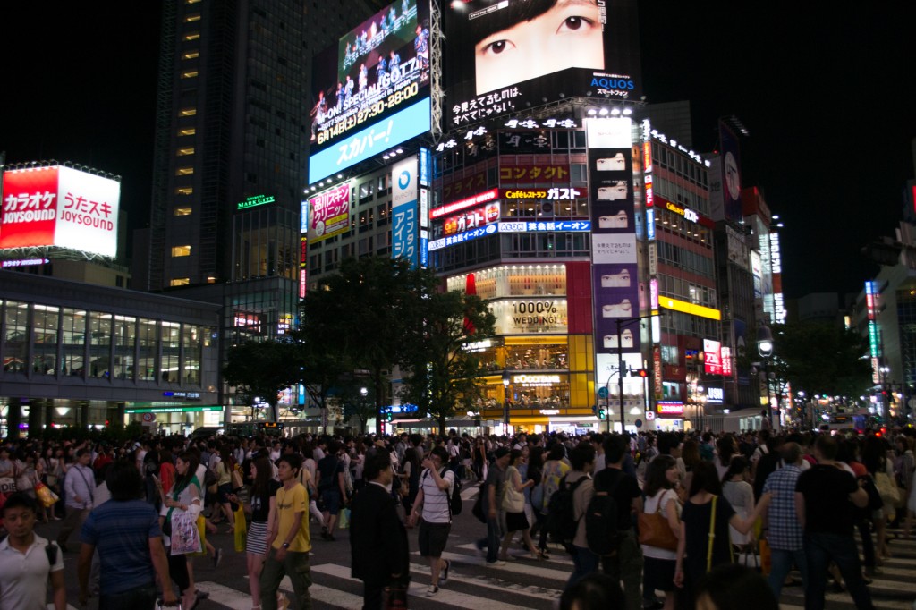 At the popular Shibuya Crossing