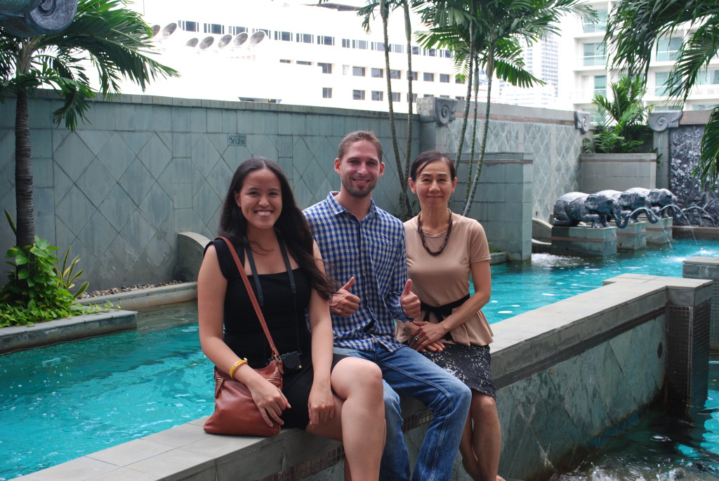 Lounging by the pool area