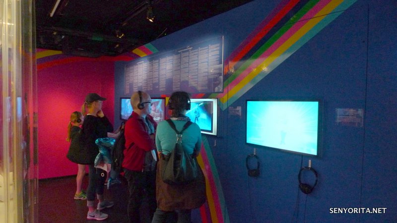 Visitors listening to Eurovision winning songs which is arranged via year of victory