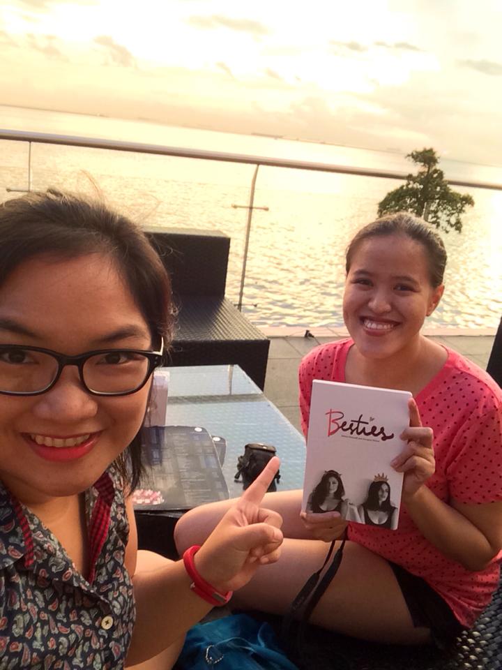 My dear friend Maire and I in one of our staycations in Manila! We were happy exchanging comments about Georgina and Solenn's Besties book :)