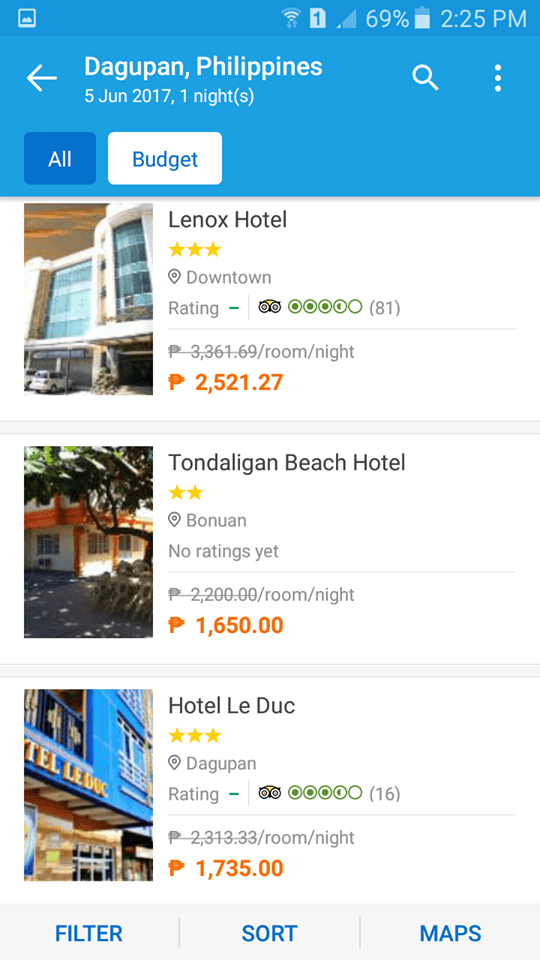 Dagupan City hotels listed in Traveloka App