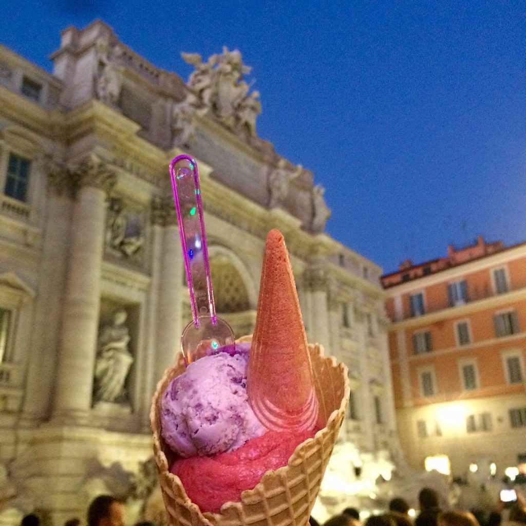 Having gelato (in winter) around the gorgeous Fontana Di Trevi (Rome, Italy)